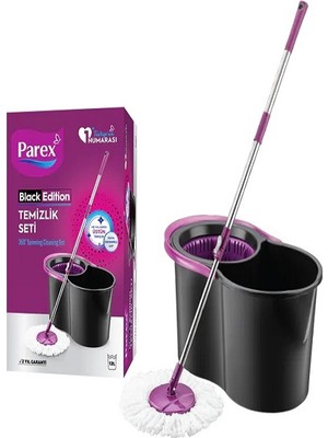 Parex Black Edition Otomatik Temizlik Seti - Döner Başlıklı Otomatik Pratik Mop Temizlik Seti