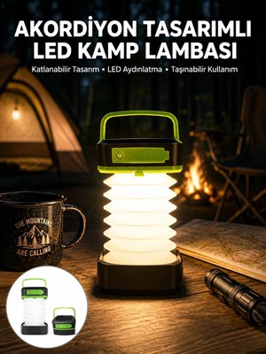 Epilons Katlanabilir Kamp Lambası Akordiyon Lamba Şarjlı 3 Kademeli Solar Yeni Nesil