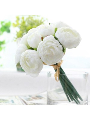 Nettenevime Yapay Çiçek 10LU Beyaz Şakayık Demeti Erengül Gelin Buketi Çiçeği