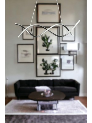 Legacy Lumora Modern Tasarım Gri Renk Beyaz Ledli Cafe - Mutfak - Salon 2 Li LED Avize Gri 80 x 100