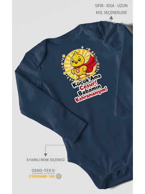 Morivo Kids Küçük Ama Cesur Babamın Kahramanıyım Uzun Kollu Çıtçıtlı Bebek Body
