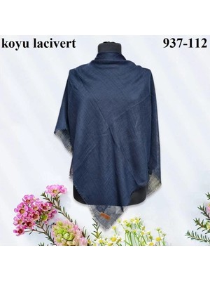 Soft İpek Soft Ipek Düz Renk Flamlı Pamuk Eşarp (K.lacivert) 937-112