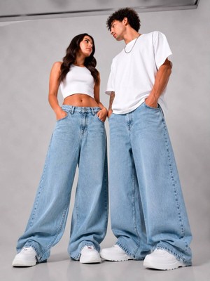 St.Poll Kar Yıkama Unisex Baggy Jean Pantolon