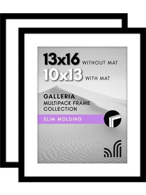 Americanflat 13X16 Resim Çerçevesi 2 Inç Siyah Set - Mat ile 10X13 Resim Çerçevesi Veya 13X16 M