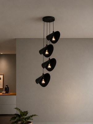 Avizade Twist 4'lü Eskitme Sarkıt Modern Avize – Ayarlanabilir Modern Metal Dekoratif Galeri Boşluğu ve Yüksek Tavan Avizesi