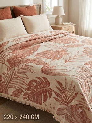 Livoras Home Müslin 220 x 240CM Çift Kişilik Pike / Yatak Örtüsü ( Tarçın - Krem)