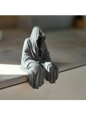 Sepetzone Oturan Hayalet Figürü - Halloween Cadılar Bayramı Dekoru - Dekoratif Obje - Masa Süsü