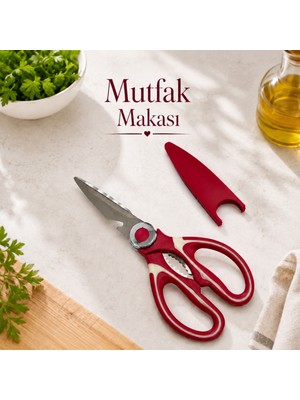Çok Amaçlı Kapaklı Mutfak Makası Paslanmaz Çelik Et Balık Tavuk Sebze Makası Şişe Açacağı Ceviz Kıracağı Antrasit Sariva Home