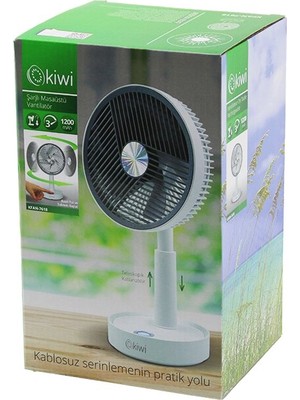 Kiwi KFAN-7618 USB Şarjlı 5 Inç - 13.4cm Masa Üstü Vantilatör 3 Kademe Hız 5 Pls.kanat Ayarlı YÜKSEKLİK:20-28CM