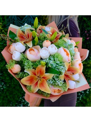 Sunset Bloom - Yapay Çiçek Buketi