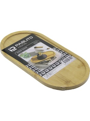 Oval Ahşap Bambu Yağdanık Altlık - Sunum Tepsi 12X24X0.8CM
