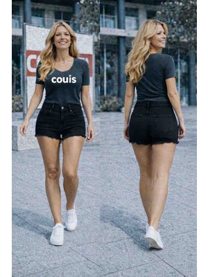 Couis Yüksek Bel Kısa Kot Şort