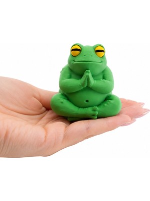 Yapı3D Meditasyon Yapan Kurbağa Dekoratif Masaüstü Biblo Zen Figürü Sert Plastik Ev Ofis Dekoru
