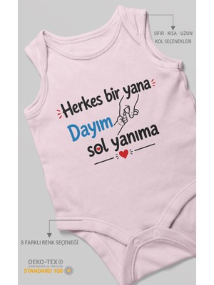Morivo Kids Herkes Bir Yana, Dayım Sol Yanıma Sıfır Kollu Bebek Zıbını Pamuk %100 Pamuk