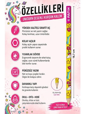 Artlantis Unicorn Kurşun Kalem 1 Adet Fatih Yuvarlak Gövdeli Siyah Kurşun Kalem 2b Yumuşak Yazım Kolay Tutuş Kaliteli Okul Sınıf
