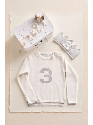 The White Company Organik Pamuk Karışımlı 3 Yaş Doğum Günü Kazak ve Taç Hediye Seti