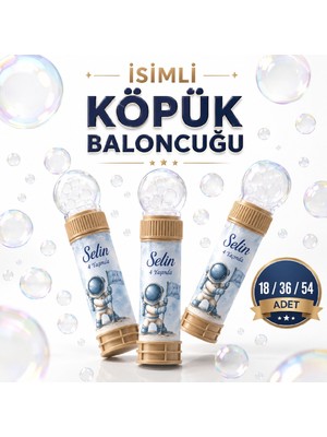 Bkmc Kişiye Özel Isim Baskılı Uzay Temalı Köpük Baloncuk Bubble Oyuncağı Çocuk Doğum Günü Parti Hediyeliği 18'li 36'lı 54'lü Set