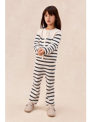 The White Company Organik Pamuklu Kroşe Hırka ve Pantolon Kız Bebek Takımı