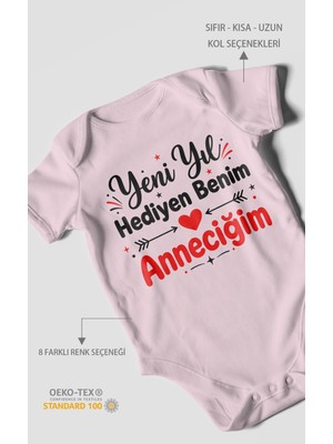 Morivo Kids Yeni Yıl Hediyen Benim Anneciğim Kısa Kollu Bebek Body %100 Pamuk
