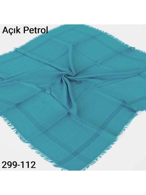 Soft İpek Soft Ipek Sim Şeritli Balık Sırtı Pamuk Eşarp (Açık Petrol) 299-112