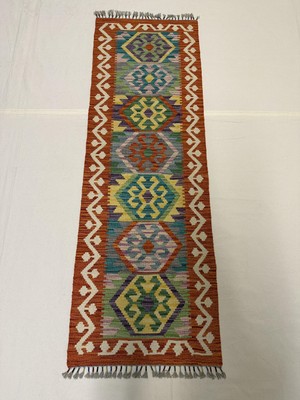 Afgan Halı El Dokuma Afgan Kilim Çift Taraf Kullanım Kök Boya Yolluk 60 x 181 cm