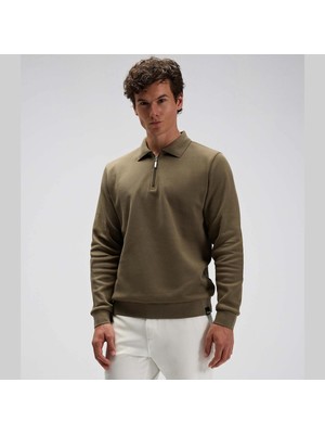 Ellesse EM602-KH Erkek Haki Yarım Fermuarlı Polo Sweat