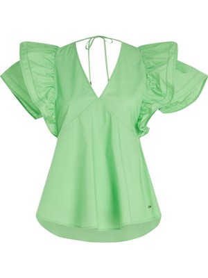 Tommy Hilfiger Co Stn Frıll Blouse Slvls
