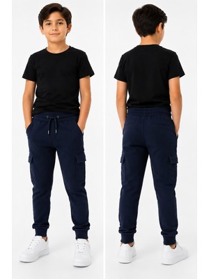 Dıgıl Kids Ribanalı Eşofman Altı Yan Cepli Pantalon Likralı Ilkokul Orta Okul 2 Iplik Kumaş Unisex