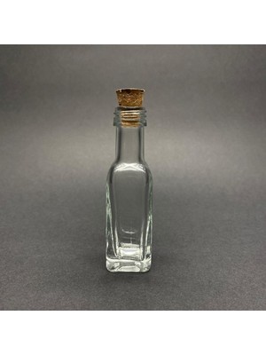 20 ml Köşeli Cam Şişe, Mantar Tıpalı, 20 cc Mantarlı Cam Şişe x 10 Adet