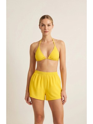 No 35 Concept Kadın Sarı Şortlu Belden ve Boyundan Bağlamalı Bikini Takımı – Modern, Konforlu ve Günlük Kombinlere Uygun