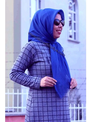 Moda Akyüz Düz Renk Flamlı Eşarp (Saks) 539-114