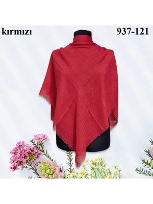 Soft İpek Soft Ipek Düz Renk Flamlı Pamuk Eşarp (Kırmızı) 937-121