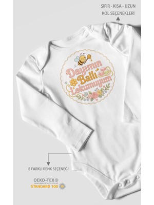 Morivo Kids Dayımın Ballı Lokumuyum Uzun Kollu Bebek Body %100 Pamuk