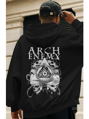 Sevbano Arch Enemy Rock Metal Müzik Grubu Sırt Baskılı Unisex Oversize Premium Hoodie