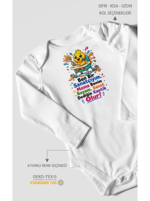 Morivo Kids Ben Bir Sanatçıyım Yazılı Uzun Kollu Bebek Body %100 Pamuk