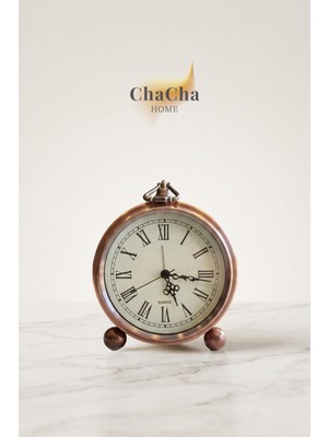 ChaCha Home Vintage Metal Çalar Saat 16x14 cm Retro Pilli Alarm Masa Saati Dekoratif Masaüstü Saat
