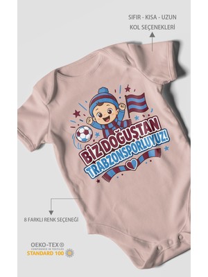 Morivo Kids Biz Doğuştan Trabzonsporluyum Kısa Kollu Bebek Body %100 Pamuk