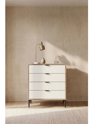 Sarmobi Arden 4 Çekmeceli Beyaz Şifonyer 90x88x40 cm Modern Tasarım ve Fonksiyonel Depolama