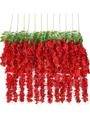 Nettenevime Sarkan Yapay Çiçek Akasya Kırmızı 80 cm 3 Sarkan Dallı 12 Adet Bağ