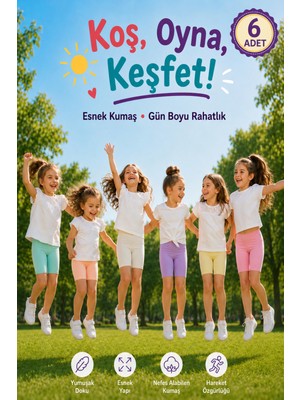 Alıç Kız Çocuk Diz Üstü Tayt Etek Altı Tayt Pamuklu Esnek Kumaş Pastel Renkler Bisiklet Taytı - 6 Adet (Tutku&dondeza Yetkili Satıcısı)