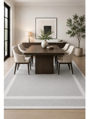 Halı Sepeti Modern Sisal 8001 Gri Krem Leke Tutmayan Kaymaz Taban Salon Mutfak Koridor Balkon Halısı
