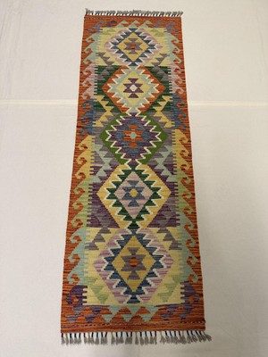 Afgan Halı El Dokuma Afgan Kilim Çift Taraf Kullanım Kök Boya Yolluk 62 x 180 cm