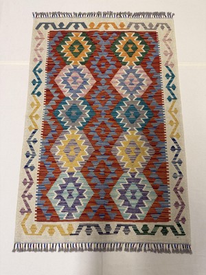 Afgan Halı El Dokuma Afgan Kilim Çift Taraf Kullanım Kök Boya 100 x 148 cm
