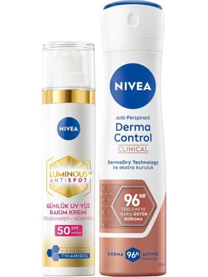 Thiamidol Etkili Leke Karşıtı Gündüz Yüz Bakım Kremi 40ML ve Sprey Deodorant Derma Control Clinical 150ML