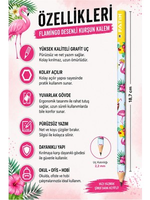 Artlantis Flamingo Kurşun Kalem 1 Adet Fatih Yuvarlak Gövdeli Siyah Kurşun Kalem 2b Yumuşak Yazım Kolay Tutuş Kaliteli Okul Sınıf