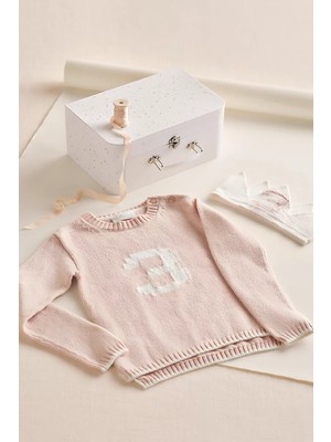 The White Company Organik Pamuk Karışımlı Kız Çocuk 3 Yaş Doğum Günü Kazak ve Taç Hediye Seti
