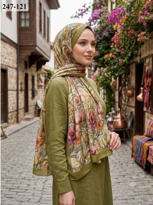 Sharell Fransız Ipeği Şal (Yağ Yeşili) 247-121