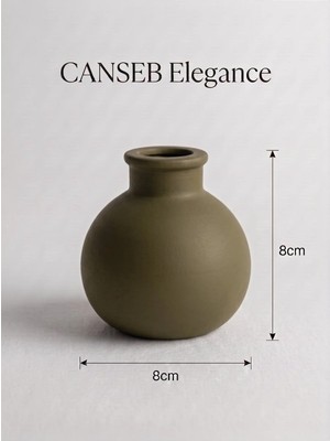 Canseb Elegance Premium - Haki - Minik Tombul Vazo - 8X8CM - Kendinden Kokulu - El Boyaması Işçilik