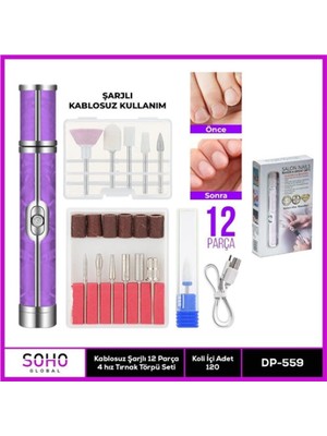 Fredeom Store Şarjlı 12 Başlıklı Manikür Seti