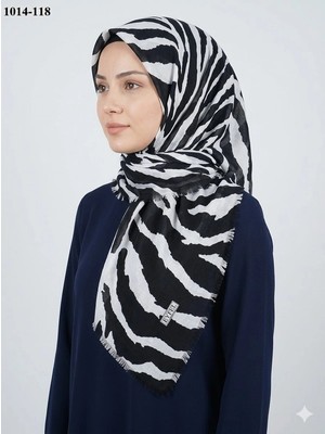 Eyfel Eşarp Eyfel Desenli Dimi Pamuk Eşarp (Siyah - Beyaz Serisi) 1014-118